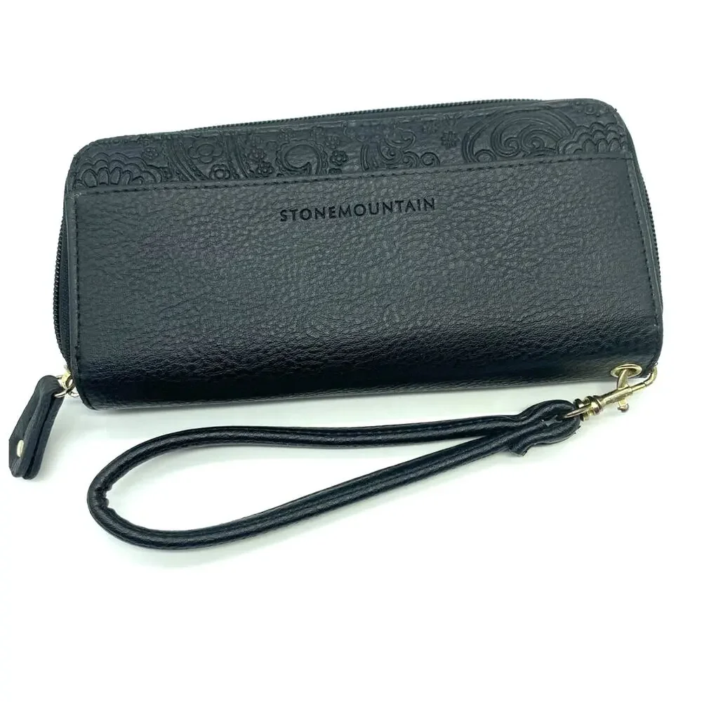 Stone Mountain Leather embossed paisley Wallet Wristlet‎